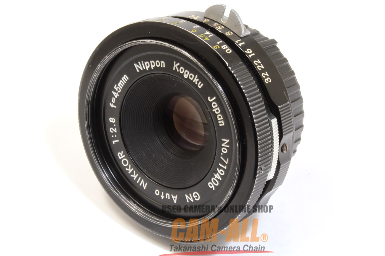 中古 ニコン GNニッコール 45mm F2.8 + フード付き (現状品) 程度:B (並品)